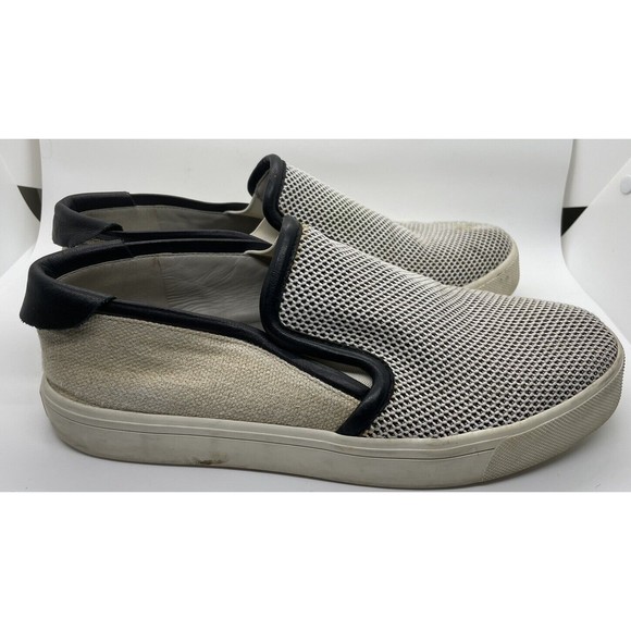 VINCE Men’s BRAM LEATHER MESH BLACK /Natural Slip On SNEAKERS 9 - Picture 3 of 5